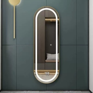 <span class=keywords><strong>Miroir</strong></span> de salle de bains intelligent avec écran tactile anti-buée pour <span class=keywords><strong>baignoire</strong></span> murale intelligente avec éclairage ovale de luxe à cadre gris à LED - Product Image 6