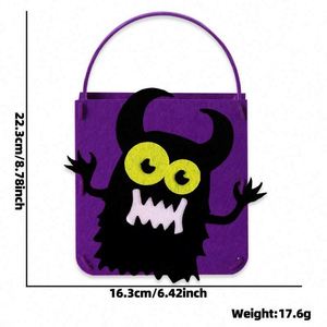 Sac fourre-tout en feutre pour bonbons d'Halloween, décoration d'Halloween, cadeau pour enfant, seau à bonbons en feutre motif citrouille de dessin animé - Product Image 6