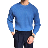 Pull décontracté noir pour homme, anti-plis, col rond, chaud, à manches longues, motif tricoté, automne-hiver