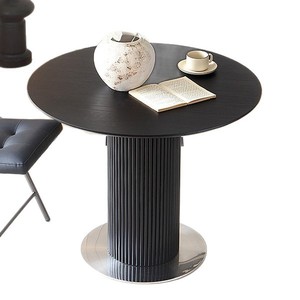 Mesa redonda creativa de madera maciza negra, mesa de comedor moderna y minimalista para el hogar, mueble decorativo de alta calidad. - Product Image 5