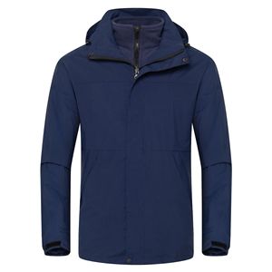 แจ็กเก็ต3-in-1สำหรับผู้ชายผู้หญิงกันน้ำได้, แจ็กเก็ตนิ่มสีน้ำเงินเข้มถอดออกได้มีซิปสำหรับใส่กลางแจ้งฤดูหนาว - Product Image 1