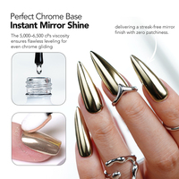 Missgel Top Coat Gel Transparent Haute Brillance pour Poudre Chromée Sans Essuyage Anti-Adhérent Longue Durée Effet Miroir Brillant Sans HEMA ni TPO Base Chrome