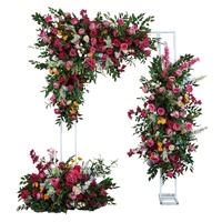 Nueva Flor Artificial de Seda Teñida a Mano para Decoración Floral de Bodas Modernas, Color Rosa Intenso, Planta Verde