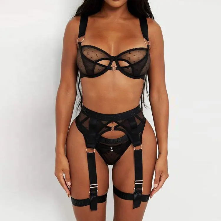 Ensemble de lingerie en dentelle en maille pour femme, sous-vêtements sexy, exotique, tendance