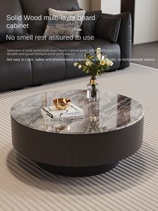 غرفة المعيشة حجر متكلس بالمنزل مجموعة طاولة قهوة مستديرة كبيرة وصغيرة عصرية وبسيطة عالية الجودة - Product Image 4