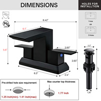 Robinet Mitigeur de Lavabo Contemporain en Acier Inoxydable Personnalisé à 3 Trous en Céramique, Chaud/Froid, 1,2 GPM, Vente Directe Usine OEM
