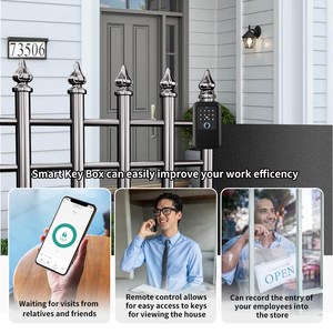 Boîte à clés murale portable étanche avec serrure à empreinte digitale, bouton physique et code numérique, contrô<span class=keywords><strong>le</strong></span> via l'application Tuya, coffre-fort intelligent - Product Image 3
