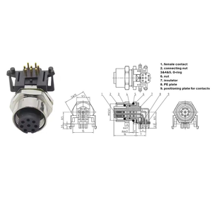 Connecteurs circulaires étanches IP67 M12 à 90 degrés, à visser, avec code A, pour montage sur panneau métallique PCB, 8 broches, prise angulaire - Product Image 6