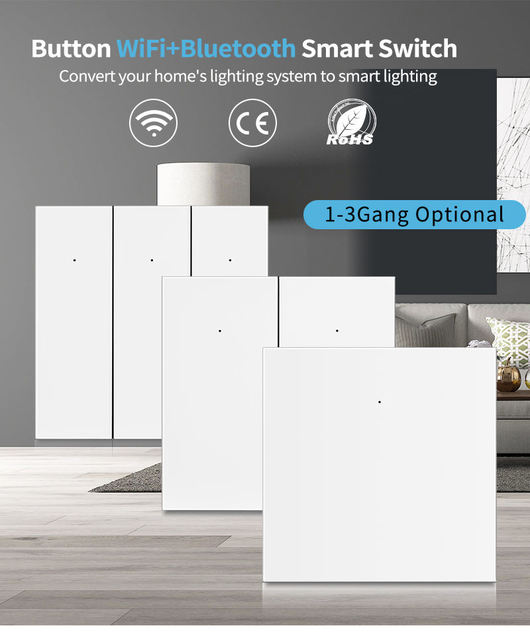 Tuya WiFi Smart Wall Switch ABS Durable Alexa & Google Home Device No Neutral & Neutral Wire EU UK Switch Compatible Smart Life