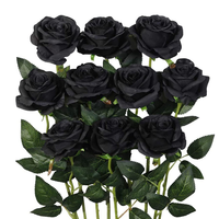 Flor Artificial de seda para sala de estar y dormitorio, Rosa Negra de 51CM de largo, a la moda, superventas