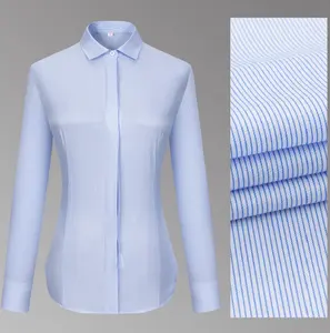 Nouveau Style à manches longues robe formelle dame Blouse 100% coton sans rides formel bureau travail Blouses chemises pour les femmes