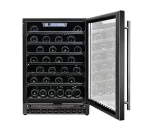 低エネルギーで効果的なワイン冷却冷蔵庫コンプレッサー冷却ワインクーラー黒ガラスファン冷却システムステンレス鋼