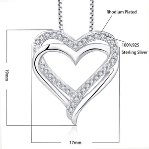 Collar de plata de ley 925 con colgante de doble corazón para mujer, joyería de corazón, colgante clásico, 2023