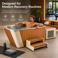 Baignoire de plongeon froid avec refroidisseur, en bois et acier inoxydable, pour la récupération sportive à domicile et en salle de sport