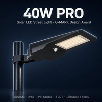 Lampadaire Solaire Extérieur PRO 40W 6000lm, Prix G-MARK, IP65, Détection PIR 120°, Durée de Vie 8 Ans