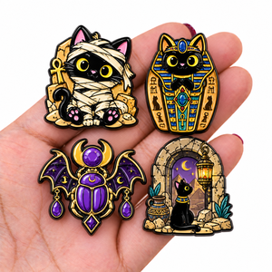 Créez votre propre logo personnalisé : Épingles et badges en émail métallique, thème chat d'Halloween, pour chapeaux, revers et cadeaux - Product Image 1