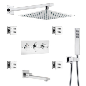 Wall Mount Stainless Steel Chrome Polished Single Handle <strong>Shower</strong> System Slide <strong>Bar</strong> Square <strong>Shower</strong> Head Massage Spray Ceramic <strong>Valve</strong> - Product Image 3