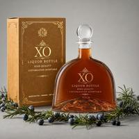 Bouteilles en verre cristallin transparent de haute qualité pour Tequila, Brandy, Whisky, Vin, 700 ml, vides, avec bouchon en liège, logo/couleur personnalisés