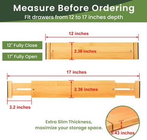 Easy Storing <b>Drawer</b> <b>Divider</b> Partition Bamboo Eco-friendly <b>Expandable</b> Bamboo <b>Drawer</b> <b>Dividers</b> Organizer - Product Image 2
