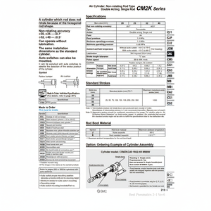 กระบอกลมนิวเมติก SMC CDM2KB20-200Z ชิ้นส่วนนิวเมติก - Product Image 1