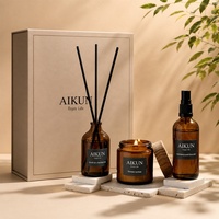 AIKUN - Difusor de Aromas con Varillas y Vela Perfumada en Envase de Vidrio Natural para el Hogar, Regalos, Spa, Hotel, Venta al Por Mayor, Marca Privada, OEM