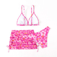 Traje de baño de verano para niñas florales Conjunto de bikini de natación de tres piezas para niñas pequeñas