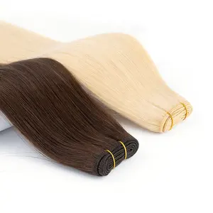 Ekstensi rambut Virgin Rusia selaras kutikula 100g/potong ekstensi rambut manusia lurus 22 "ekstensi rambut pakan mesin ganda