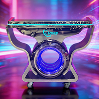 LiqVis - Mesa Móvil de Acero Inoxidable para Discoteca, con Espejo Abyss y Luces LED, para DJ, Fiestas, Clubes Nocturnos y Festivales de Música