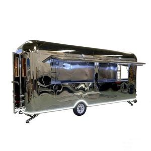 Customized Stainless Steel & Aluminum Mobile Food Trailer Charcuterie Cart Fully Equipped Kitchen <b>with</b> 4 <b>Wheels</b> for Outdoor Use - Product Image 1