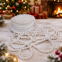 Fil de perles blanches de 50 m, perles rondes pour bouquet de mariée, décoration de table de mariage, fournitures de bricolage, décoration artisanale de luxe sur bobine