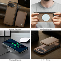 Étui de téléphone avec charge sans fil CaseMe pour Google Pixel 11 10 Pro 9A 8 8 Pro, étui en cuir portefeuille pour Pixel 11 / 11 Pro, étui pour cartes