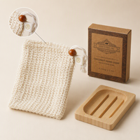 Sac à savon en sisal naturel avec cordon en perles de bois, support de savon réutilisable fait main pour la salle de bain, couleur et style personnalisés, faible MOQ