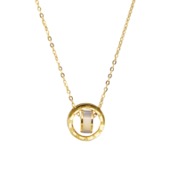 Collier Pendentif Chrétien Géométrique en Acier Inoxydable Plaqué Or PVD 14K, Double Anneau, Chiffres Romains, Coquillage, Cadeau Tendance – Vente en Gros