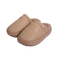 Pantoufles mules Paul Frank en cuir PU matelassé pour femme, doublées en peluche, à bout fermé, chaudes pour l'hiver, chaussures d'intérieur à semelle épaisse