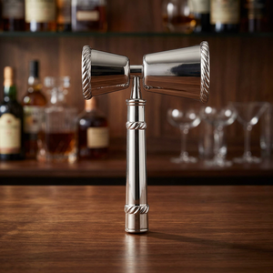 Jigger de bar de luxe fonctionnel en acier inoxydable à long manche, outil de mesure de précision pour cocktails avec design élégant en corde, équilibré - Product Image 1