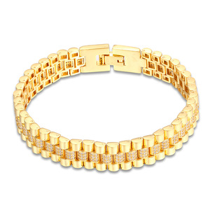 Bracelet de montre en laiton pour hommes, AAA CZ, plaqué or 18K, vente en gros, 2020 - Product Image 2