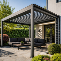 Pergola en aluminium Jiake avec toit à lames motorisées et gouttière pour jardin, patio, terrasse, usage de loisirs, projets personnalisés