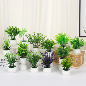 Plantes vertes artificielles en plastique Yiwu Datuo Florist, en pot, pour décoration de bureau intérieur, style nordique, 7x14 cm - Product Image 1
