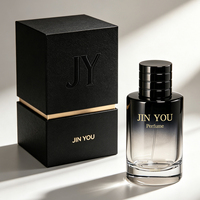 Vente en gros d'usine, flacon de parfum en verre vintage à logo personnalisé, dégradé de couleurs, cylindrique, fond épais noir, vaporisateur à pompe, écologique