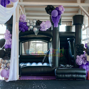 Castillo inflable comercial negro con tobogán para niños, ideal para Halloween. - Product Image 3