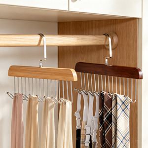 Wood Hangers Multifunctional <b>Clothes</b> <b>Organizer</b> With Metal Hooks For <b>Wardrobe</b> Storage - Product Image 3