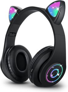 Universal Cute Wireless Headphones Cat Ears Wireless Headphone Stereo Music Light up Gaming Headset with Mic - Product Image 1