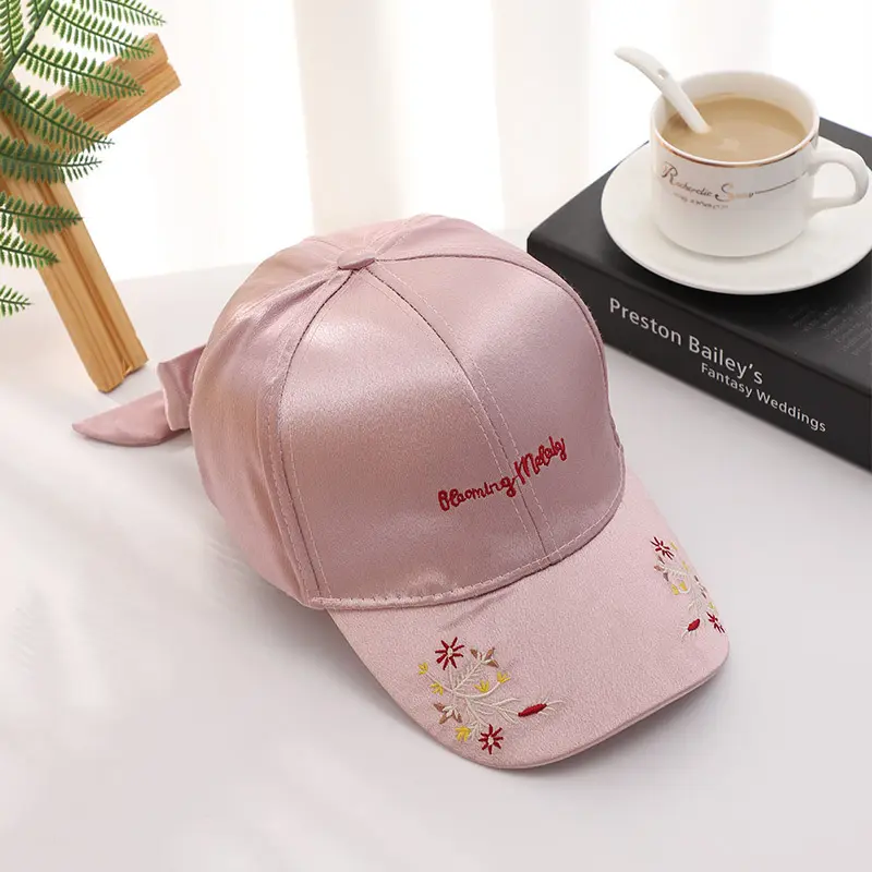 Topi bisbol wanita bordir bunga, topi bisbol Semua cocok merah muda untuk wanita 2024