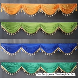 BY250036 Modern Ice Silk Valance Drape Panel with Wavy Style Perfect for Wedding Backdrop and Household Curtain Installations - Product Image 1