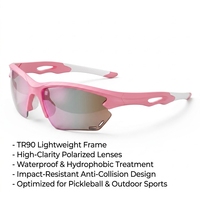 Lunettes de soleil de sport TR90 pour pickleball, étanches, légères, anti-buée, pour la course à pied et le cyclisme en extérieur