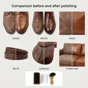 Kit de 3 Piezas para Pulir Zapatos al por Mayor, Cepillos de Cerdas Suaves de Crin de Caballo + Mango de Madera de Haya + Paño de Algodón, Pulido de Cuero Sin Rayones, OEM - Product Image 4