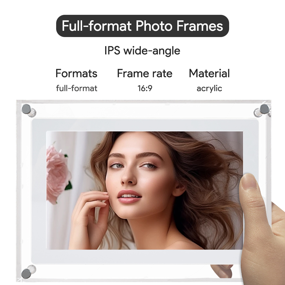 2024フルフォーマットデジタルフォトフレーム新しいデザインアクリルガラステーブルNftフォトフレームデジタルフレーム写真とビデオ