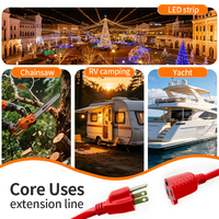 Câble d'extension robuste 15 pieds 12AWG SJTW à 3 broches, norme américaine 15A 125V, multiprise pour la construction