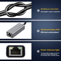 Adaptador USB Tipo C 2 en 1 de 2500 Mbps a Ethernet RJ45 de 2.5 Gigabit, Cable Adaptador USB 3.0 con Cable de Red LAN para Computadora Portátil
