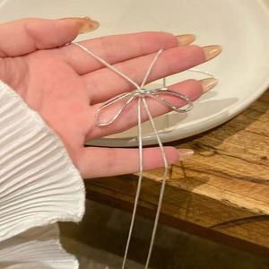 Minimalist Y <b>Necklace</b> Adjustable Sliding Snake Chain <b>Necklaces</b> Vintage <b>Long</b> Bowknot Drop Lariat <b>Necklace</b> Jewelry for Women - Product Image 3